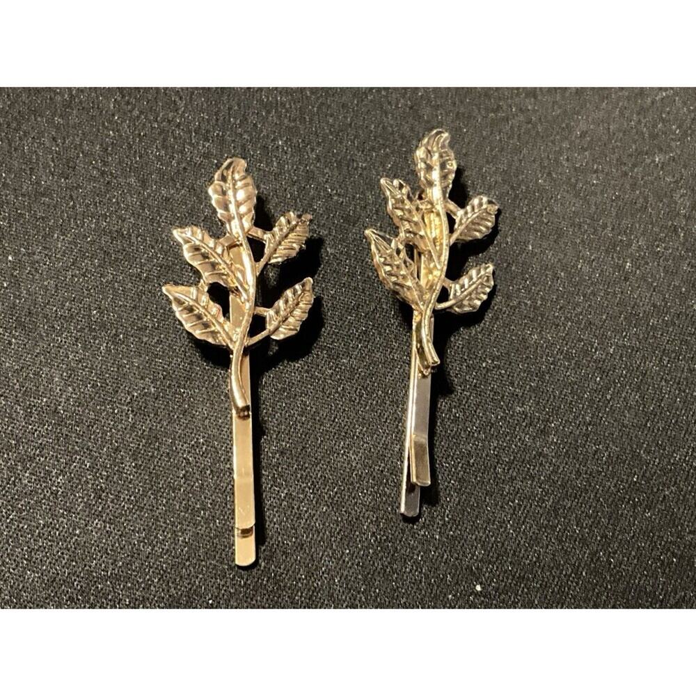 Contemporary 2 Matching Gold Tone Leaves Hair Band